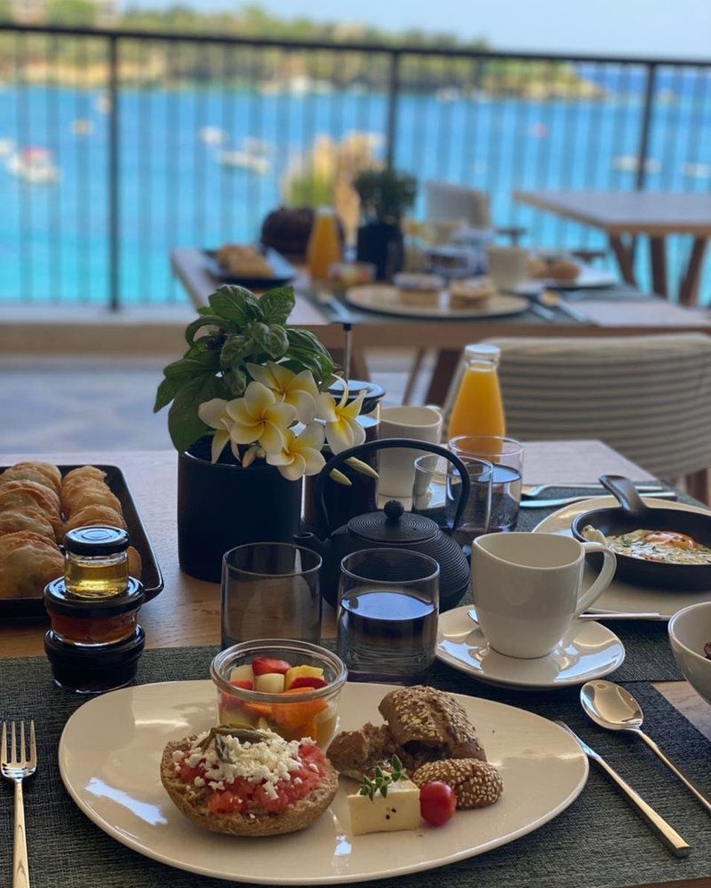 Breakfast served on a sea-view terrace
